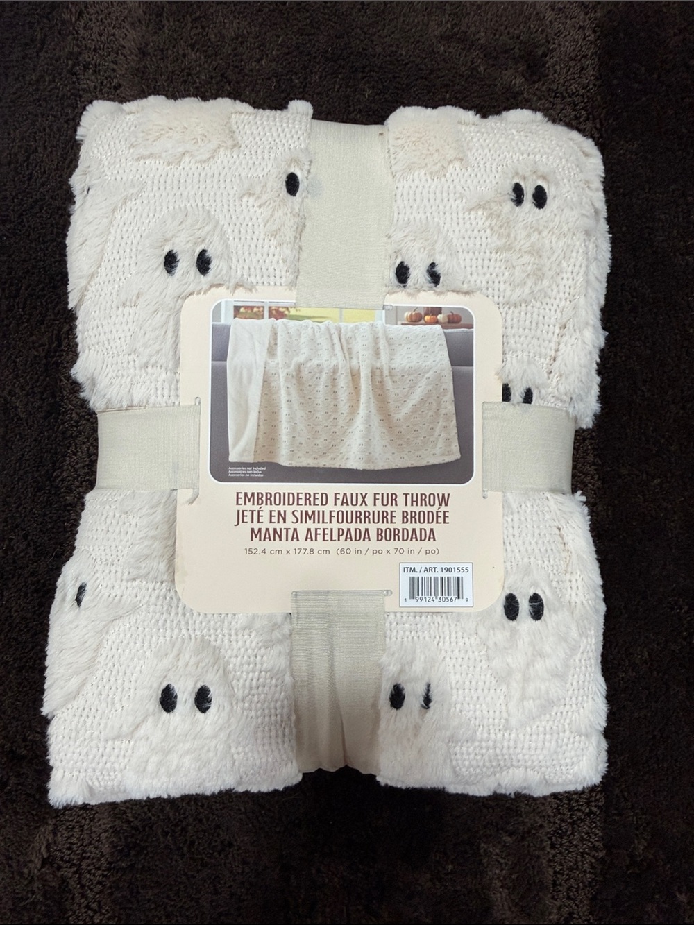 Embroidered Faux Fur Ghost Throw